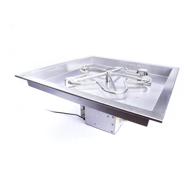 HPC Square Bowl Gas Fire Pit Insert with Hi/Lo Electronic Ignition and Standard Burner