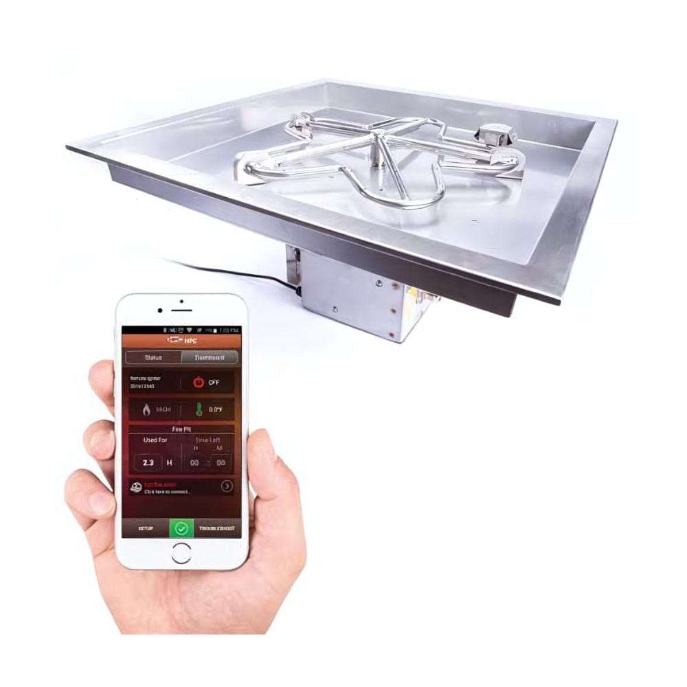 square bowl gas fire pit insert with app