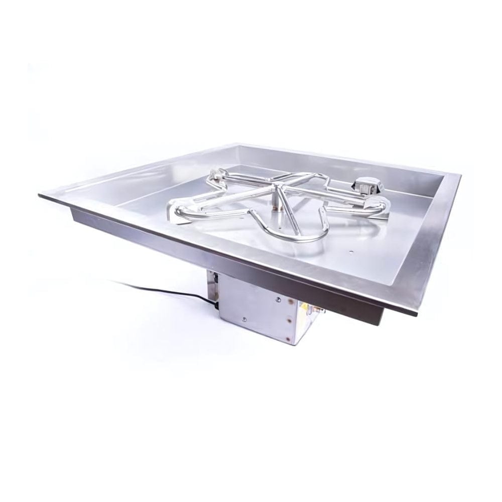 HPC Square Bowl Gas Fire Pit Insert with Hi/Lo Electronic Ignition and Torpedo Burner