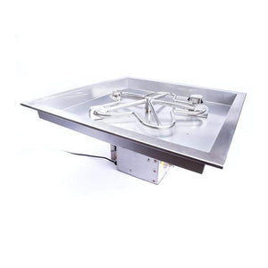 HPC Square Bowl Gas Fire Pit Insert with On/Off Electronic Ignition and Standard Burner