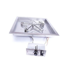 HPC Square Bowl Gas Fire Pit Insert with Push Button Ignition