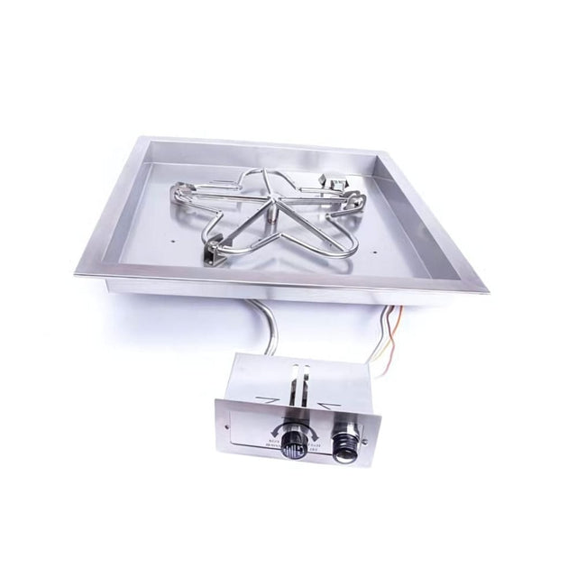 HPC Square Bowl Gas Fire Pit Insert with Push Button Ignition