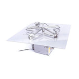 HPC Square Flat Torpedo Gas Fire Pit Insert with Hi/Lo Smart Electronic Ignition - front view