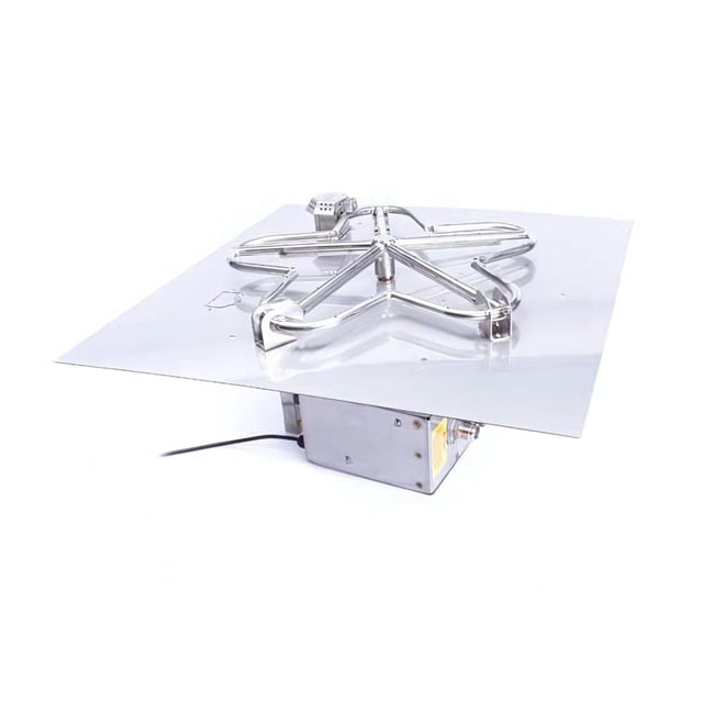 HPC Square Flat Torpedo Gas Fire Pit Insert with Hi/Lo Smart Electronic Ignition - front view