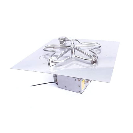 HPC Square Flat Torpedo Gas Fire Pit Insert with Hi/Lo Smart Electronic Ignition - front view