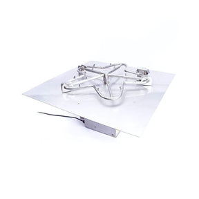 HPC Square Flat Torpedo Gas Fire Pit Insert with Hi/Lo Smart Electronic Ignition Top View - installation view