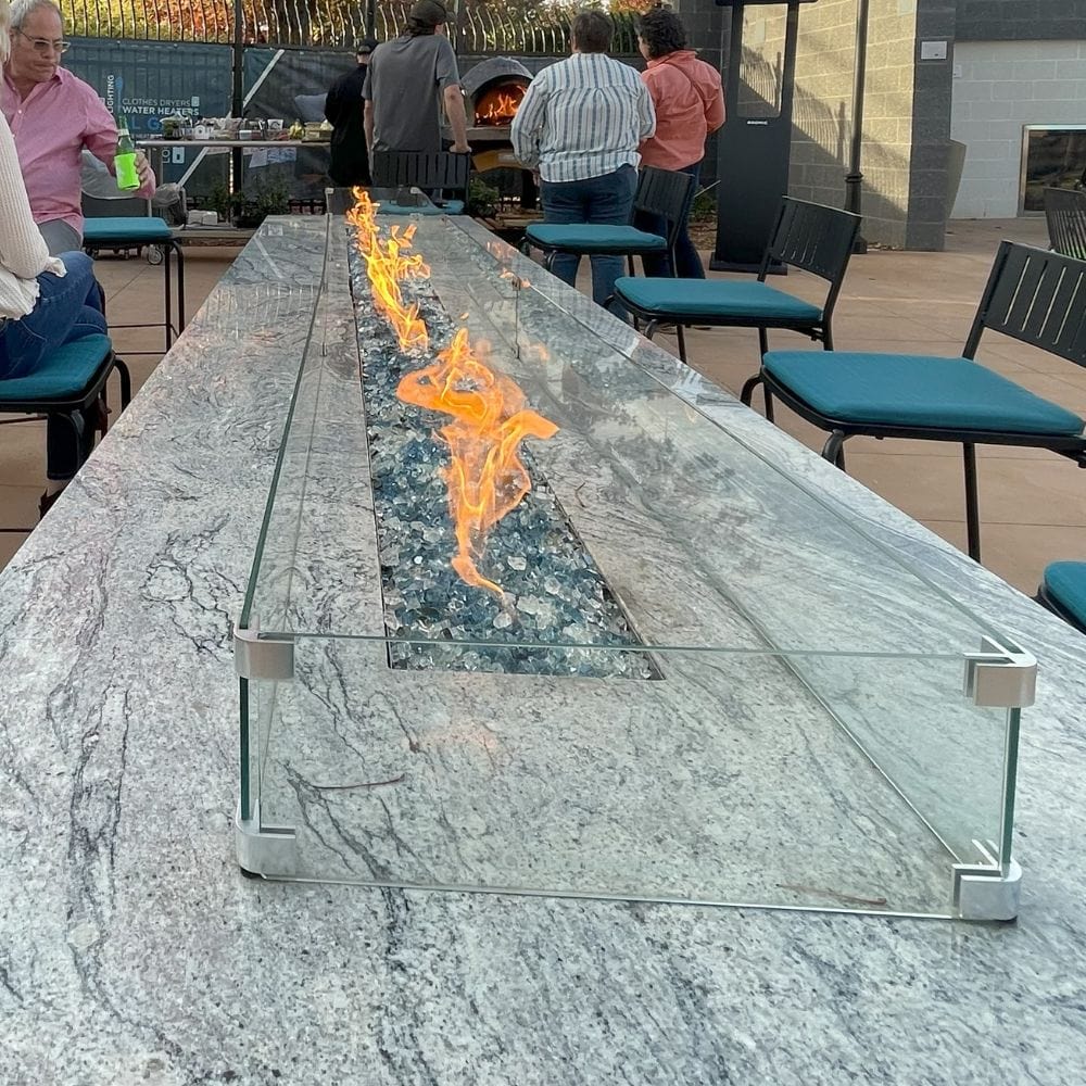 wind guard installed on hpc fire pit