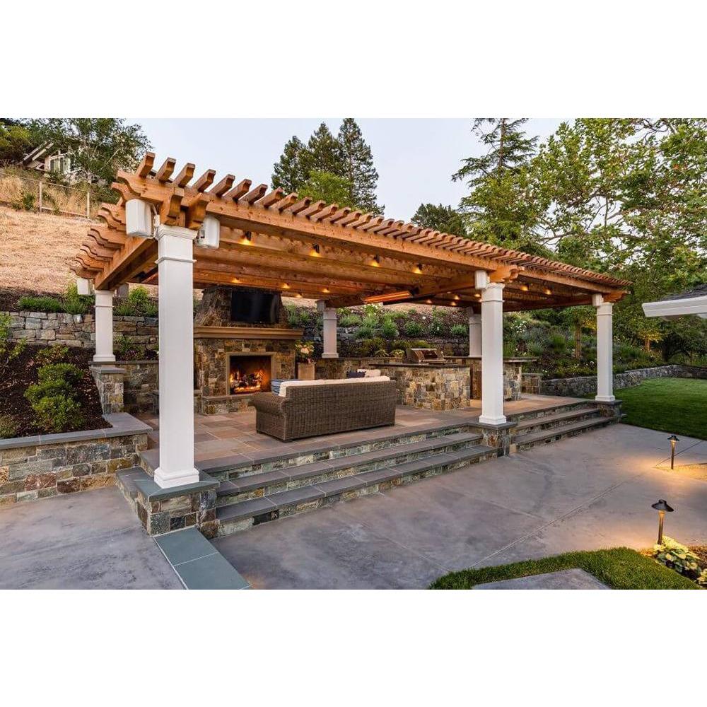 Infratech W Series 39&quot; heaters wall mounted in open backyard patio