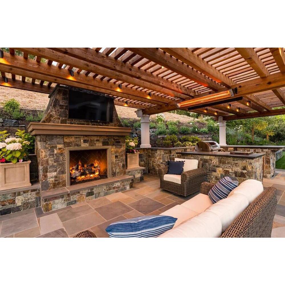 Infratech W Series 39&quot; heaters wall mounted in open backyard patio