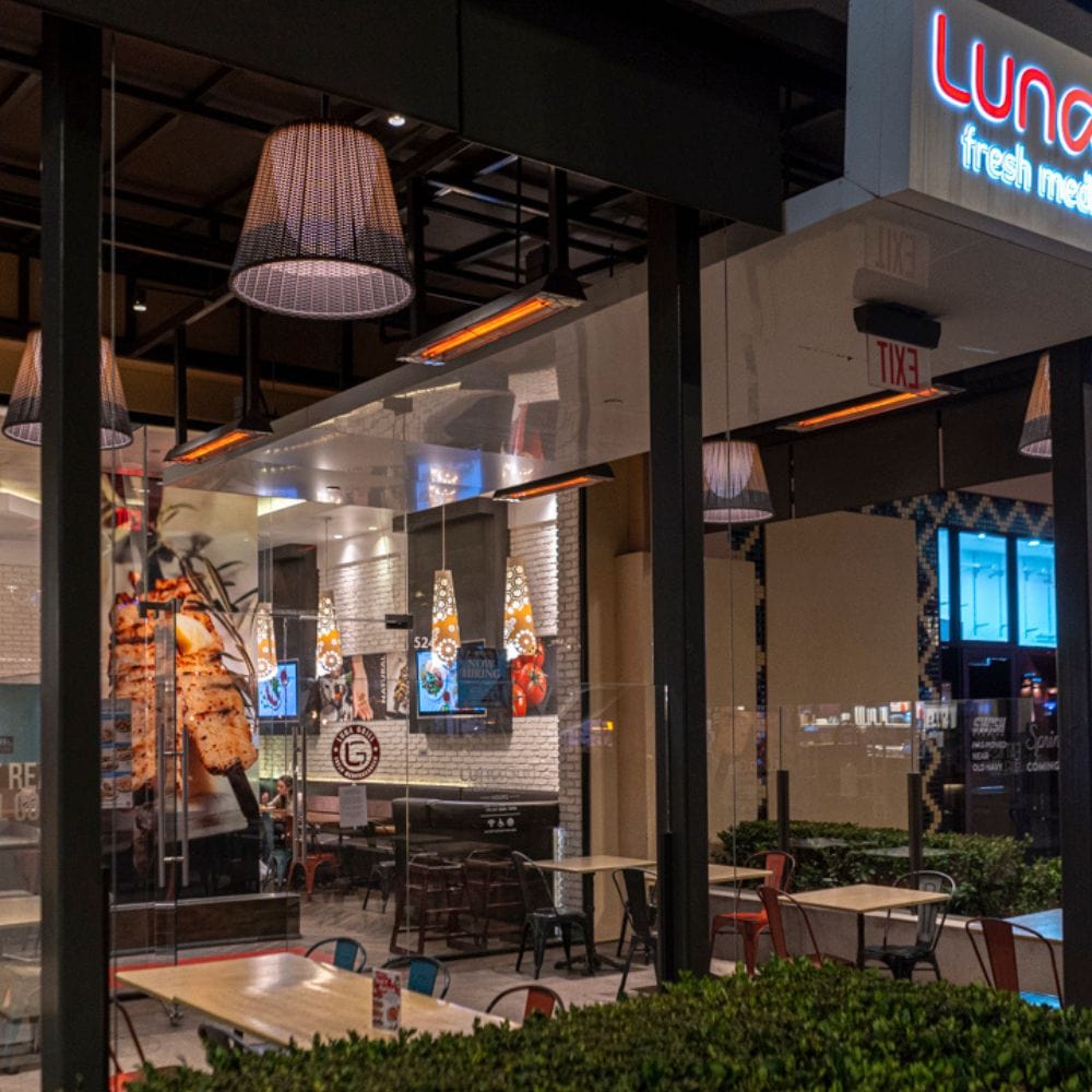 Infratech WD Series 39&quot; Dual Element Electric Heater at a cafe in irvine