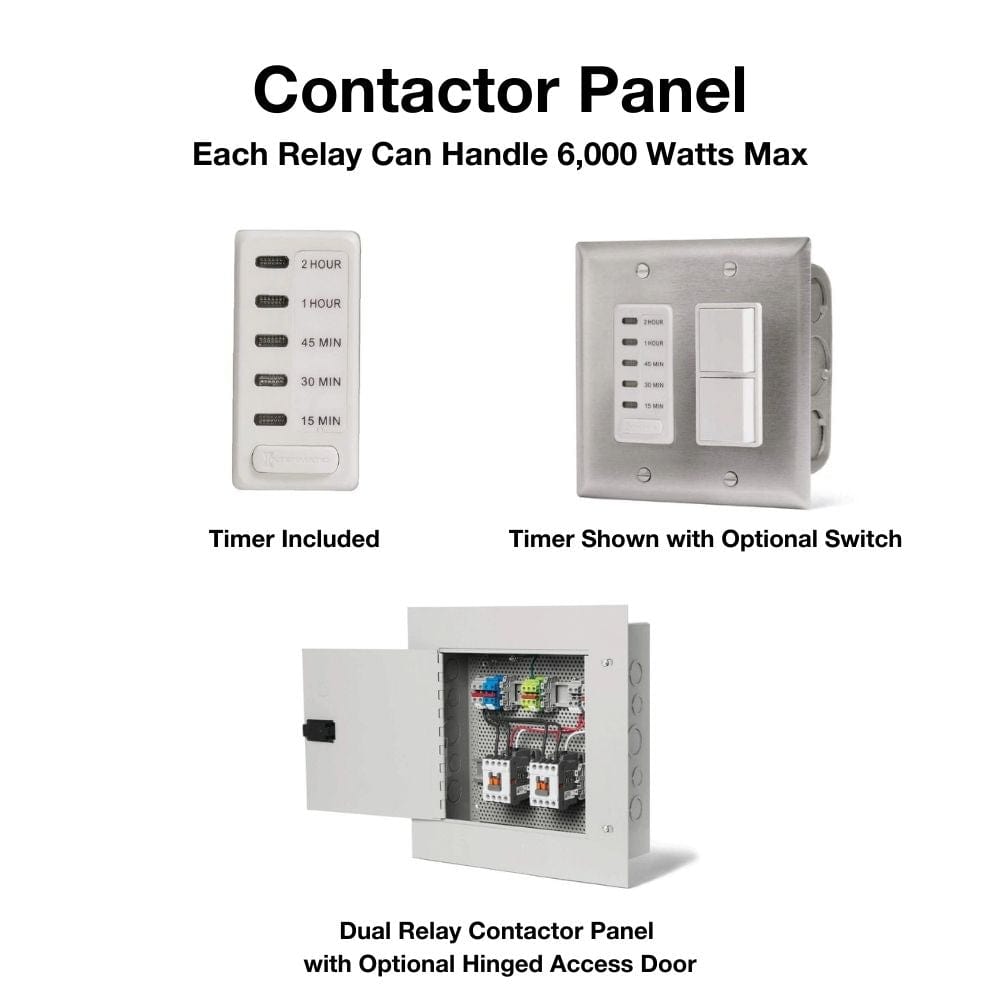 Contactor panel Can Handle 6,000 Watts Max - angle view