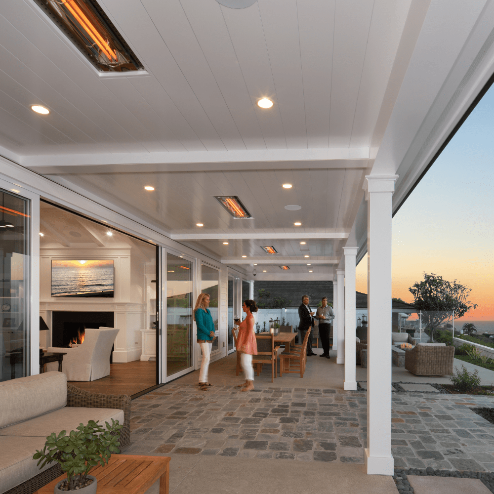 Infratech WD Electric heater flush mounted in ceiling outdoors - alternate view