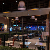 Infratech WD Series 39" Dual Element Electric Heater at a cafe - angle view