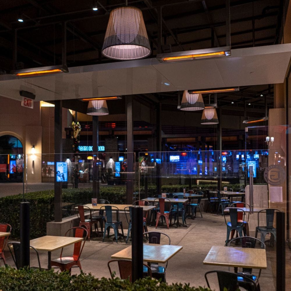 Infratech WD Series 39&quot; Dual Element Electric Heater at a restaurant patio at a restaurant
