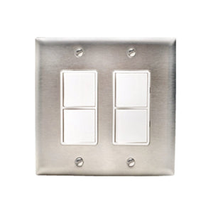 Innova Wall Plate Dual Duplex Switch in Stainless Steel