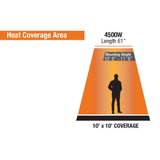 King Electric SmartWave Infrared Radiant Patio Heater Heating Area - angle view