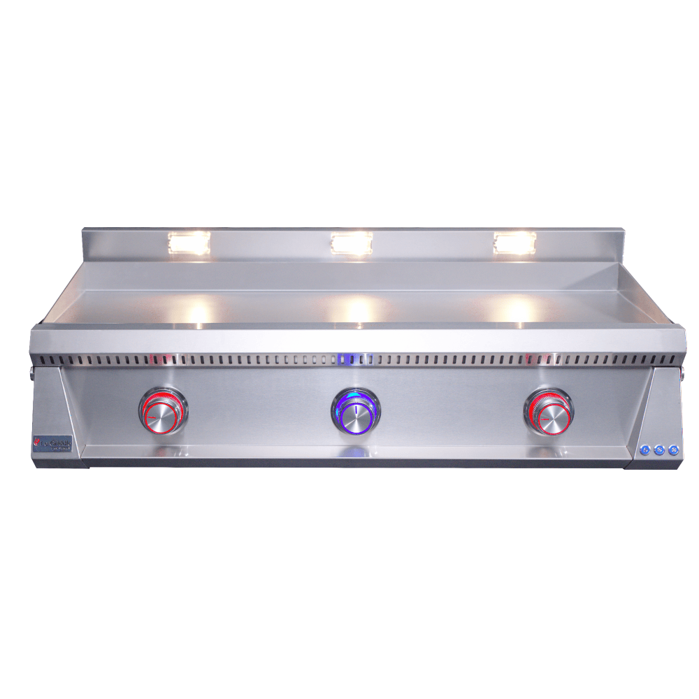 Le Griddle Pro Series 105 41-Inch 3-Burner Built-In Gas Griddle with Lights and Valve ON-OFF
