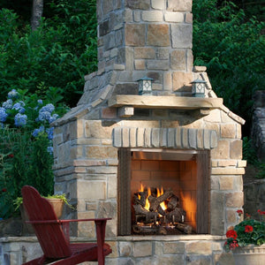 Majestic Castlewood Outdoor Wood-Burning Fireplace as a striking focal point