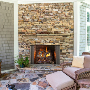 Majestic Cottagewood Wood-Burning Fireplace on a patio