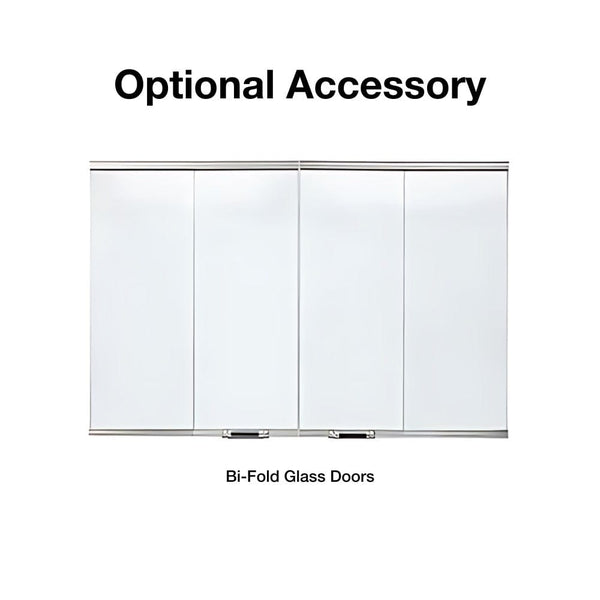 Majestic Cottagewood Wood-Burning Fireplace bi-fold glass doors - lifestyle view