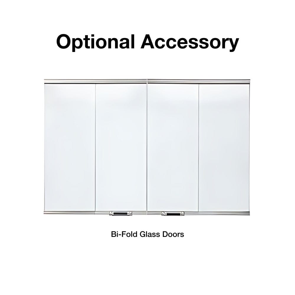 Majestic Cottagewood Wood-Burning Fireplace bi-fold glass doors