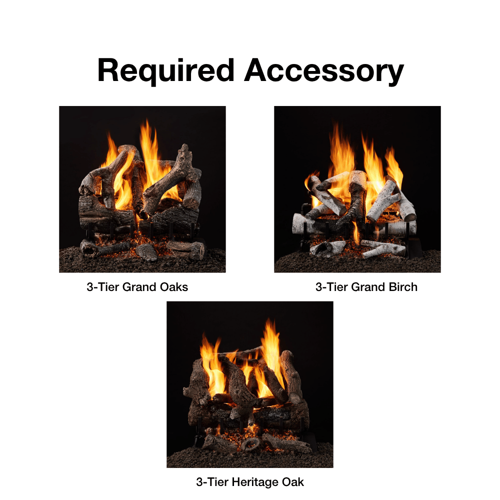 Majestic Stadium Outdoor Vented Gas Burner with required 3-Tier Grand Series gas logs