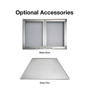 optional mesh door and drain pan