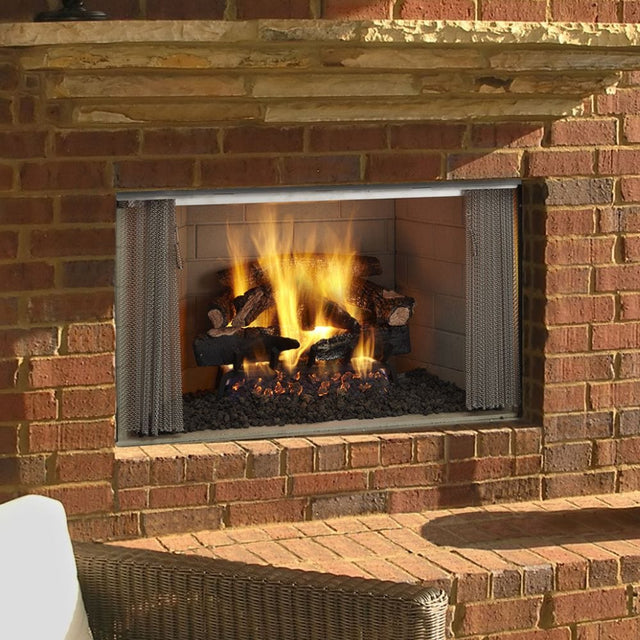 Majestic Villawood Outdoor Wood-Burning Fireplace with brick finishing material - front view