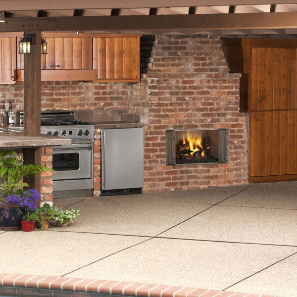 Majestic Villawood Outdoor Wood-Burning Fireplace in an outdoor kitchen - detail view