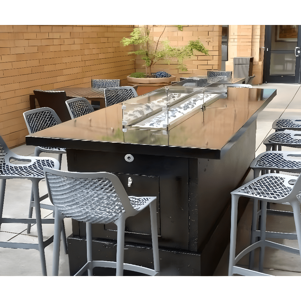 Bar height patio discount furniture with fire pit