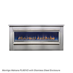 Montigo Mahana PL60VO Outdoor Fireplace with stainless steel enclosure