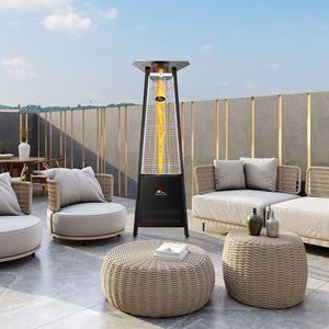 Paragon Outdoor Inferno Flame Tower Patio Heater in black in an open outdoor space