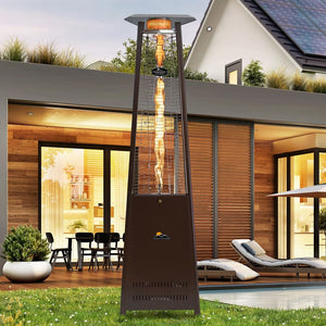 Paragon Outdoor Vesta Flame Tower Patio Heater in Bronze at a backyard