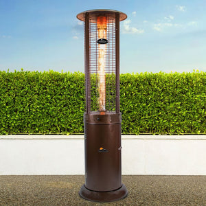 Paragon Outdoor Vulcan Round Propane Heater in Bronze in an outdoor space