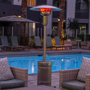 patio comfort npc05ss stainless steel gas patio heater by the pool