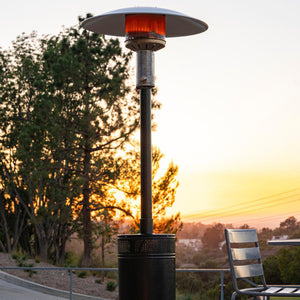 patio comfort jet silver propane patio heater at a park