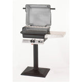 Side View of PGS A30 Gas Grill with Permanent Post and Base, hood open
