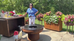 Anne Cooks Hamburgers on the Seasons Fire Pits Fire Pit Grill