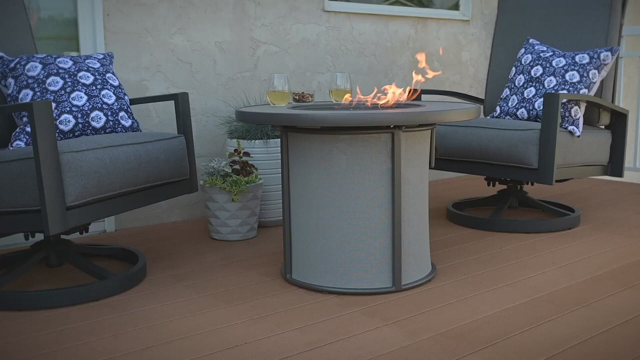 The Outdoor GreatRoom Company Stonefire Gray Round Gas Fire Pit Table