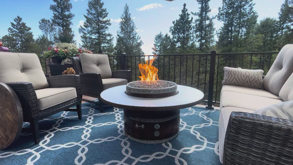 Wine Barrel Dude Coffee Table Gas Fire Pit Video