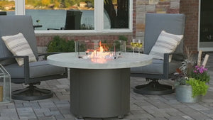 The Outdoor GreatRoom Company  Beacon Gas Fire Pit Table - White Onyx