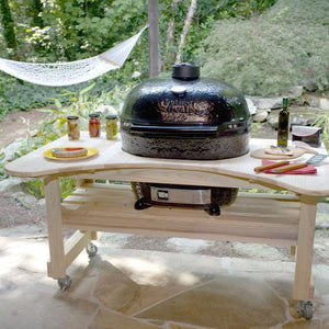 Primo Cypress Grill Table with Oval XL 400 Kamado Grill Outdoor