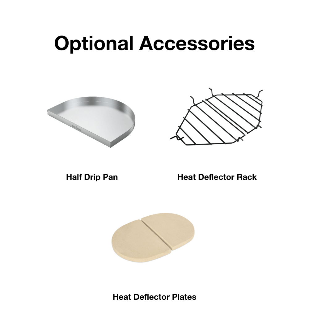 Primo Oval Ceramic Kamado Grill Optional Drip Pan, Deflector Rack and Plates