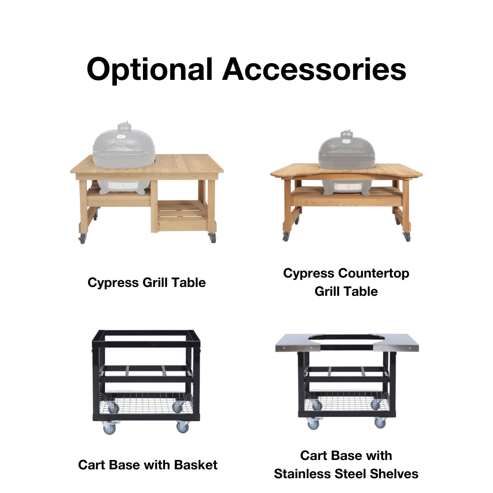 Primo Oval Ceramic Kamado Grill Optional Grill Table and Cart