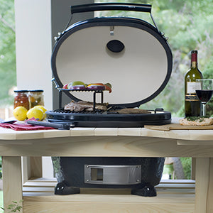 Primo Oval Ceramic Kamado Grill with extension rack