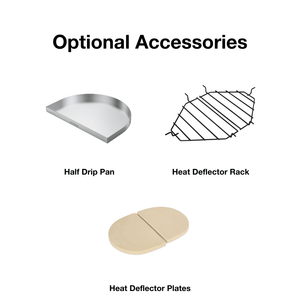 Primo Oval Ceramic Kamado Grill Optional Drip Pan, Deflector Rack and Plates