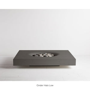 Solus Halo Low Square Concrete Gas Fire Pit in Cinder