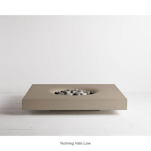 Solus Halo Low Square Concrete Gas Fire Pit in Nutmeg