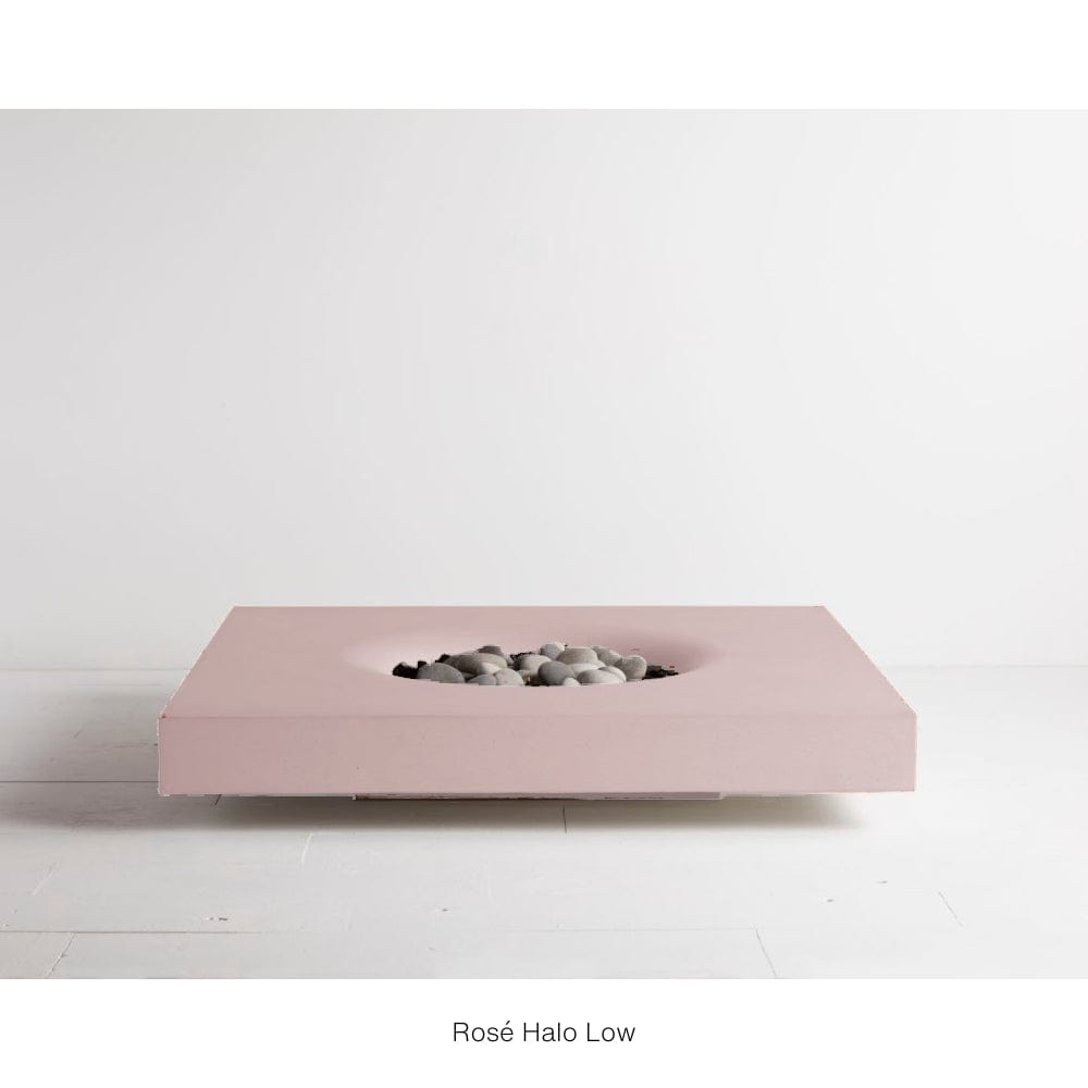 Solus Halo Low Square Concrete Gas Fire Pit in Rose