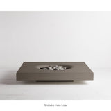 Solus Halo Low Square Concrete Gas Fire Pit in Shiitake